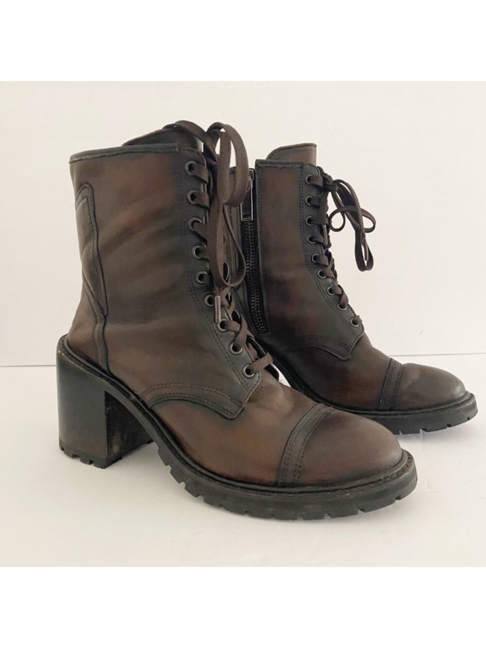 Thursday Boot Company Rebel Heeled Boots Shoes Lace-Up Brown